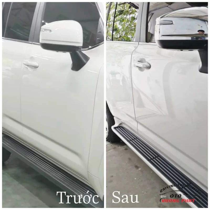 Ốp gương và tay nắm cửa trước và sau khi độ body kit Land Cruiser